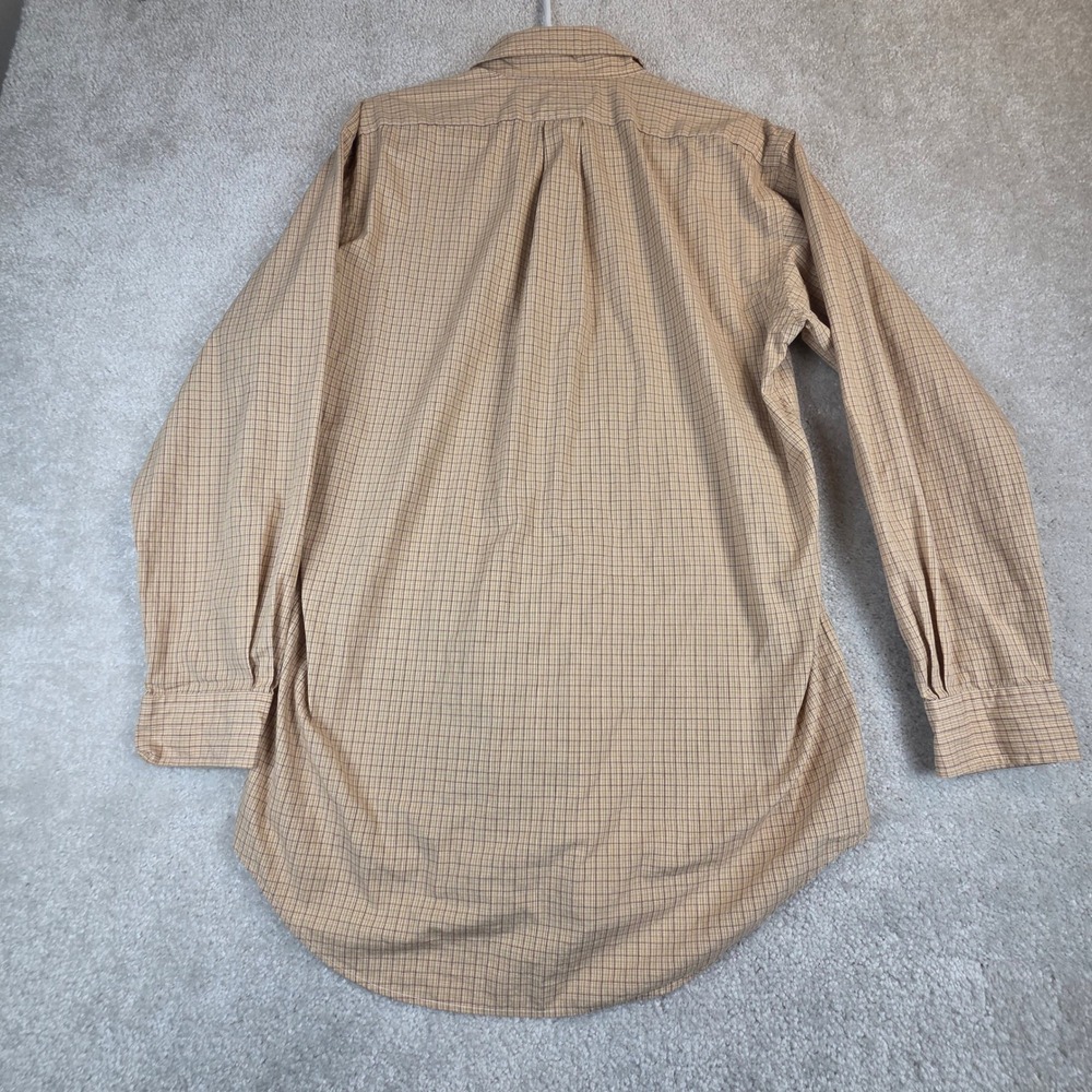 Ralph Lauren Yarmouth Shirt Mens 15 32/33 Tan Long Sleeve Plaid Cotton Pony - Picture 3 of 9
